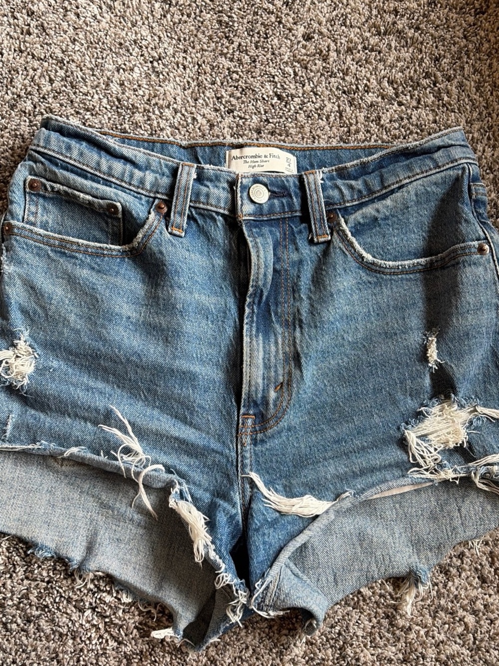 Abercrombie & Fitch Light Blue Distressed Denim Shorts